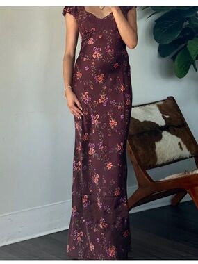 FREE PEOPLE Butterfly Babe Maxi Dress in Brown Floral